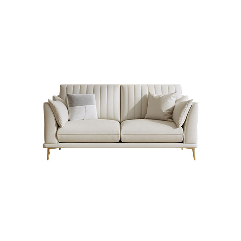 Modern Style Solid Wood Material Base Cloth Art & Leather Rice White Rectangular Sofa 75''L x36"W x 35"H Clearhalo 'furn' 'furn_sofas' 'Furniture' 'furniture_sofas' 'kitchen' 'kitchen_sofas' 'Living Room Furniture' 'Sofa' 'sofas' 4591771