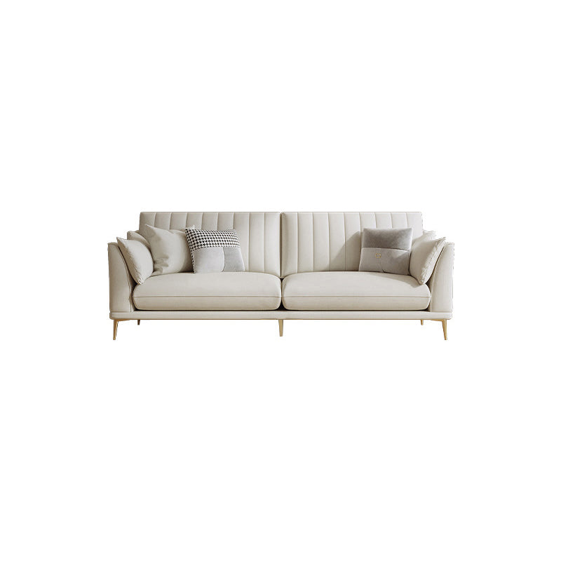 Modern Style Solid Wood Material Base Cloth Art & Leather Rice White Rectangular Sofa 94.5''L x36"W x 35"H Clearhalo 'furn' 'furn_sofas' 'Furniture' 'furniture_sofas' 'kitchen' 'kitchen_sofas' 'Living Room Furniture' 'Sofa' 'sofas' 4591772