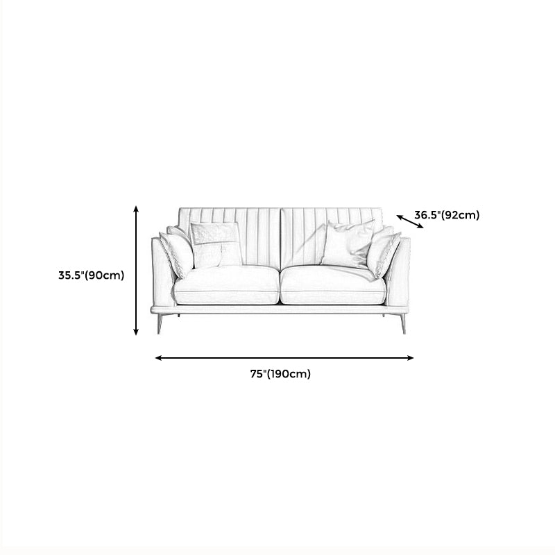 Modern Style Solid Wood Material Base Cloth Art & Leather Rice White Rectangular Sofa Clearhalo 'furn' 'furn_sofas' 'Furniture' 'furniture_sofas' 'kitchen' 'kitchen_sofas' 'Living Room Furniture' 'Sofa' 'sofas' 4591776