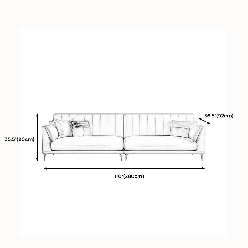 Modern Style Solid Wood Material Base Cloth Art & Leather Rice White Rectangular Sofa Clearhalo 'furn' 'furn_sofas' 'Furniture' 'furniture_sofas' 'kitchen' 'kitchen_sofas' 'Living Room Furniture' 'Sofa' 'sofas' 4591778