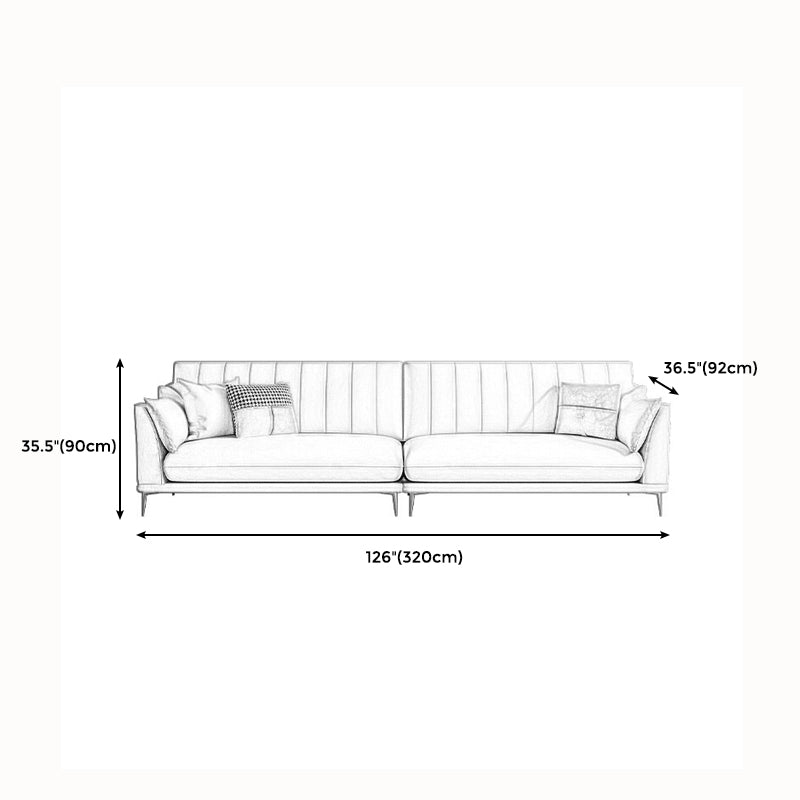 Modern Style Solid Wood Material Base Cloth Art & Leather Rice White Rectangular Sofa Clearhalo 'furn' 'furn_sofas' 'Furniture' 'furniture_sofas' 'kitchen' 'kitchen_sofas' 'Living Room Furniture' 'Sofa' 'sofas' 4591779