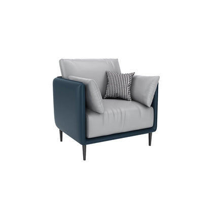 27.55" W Genuine Leather Modern Square Arm Sofa for Restaurant 31.5"L x 27.5"W x 33.5"H Blue Clearhalo 'furn' 'furn_sofas' 'Furniture' 'furniture_sofas' 'kitchen' 'kitchen_sofas' 'Living Room Furniture' 'Sofa' 'sofas' 4591782