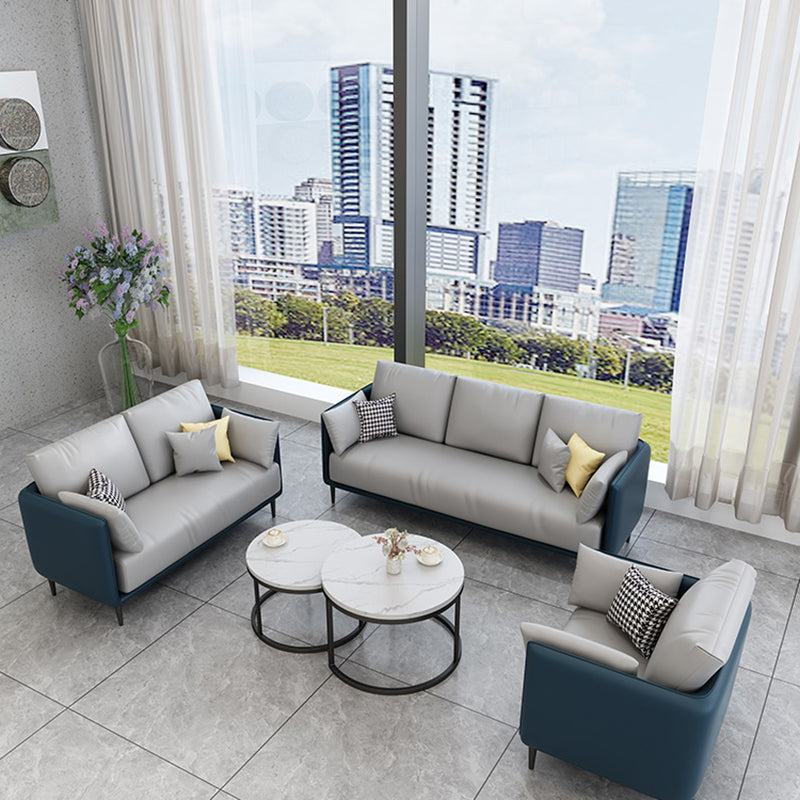 27.55" W Genuine Leather Modern Square Arm Sofa for Restaurant Clearhalo 'furn' 'furn_sofas' 'Furniture' 'furniture_sofas' 'kitchen' 'kitchen_sofas' 'Living Room Furniture' 'Sofa' 'sofas' 4591796