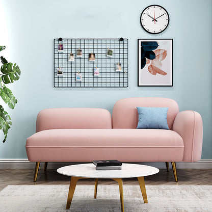 Hair Pin Legs Tight Back Square Arm Transitional Modern Loveseat for Apartment 55"L x 31"W x 31"H Pink Linen Blend Clearhalo 'furn' 'furn_sofas' 'Furniture' 'furniture_sofas' 'kitchen' 'kitchen_sofas' 'Living Room Furniture' 'Sofa' 'sofas' 4591800