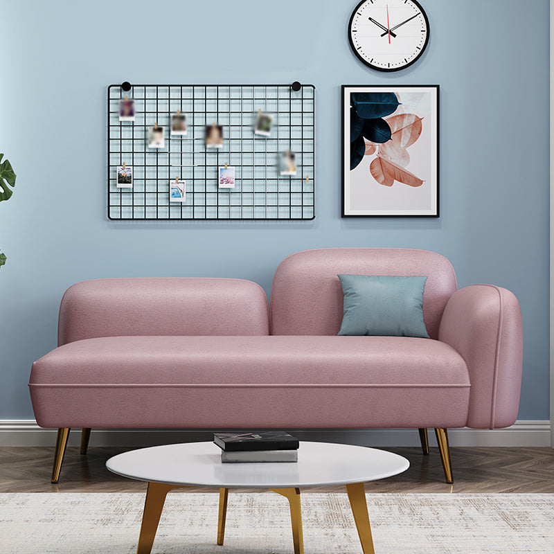 Hair Pin Legs Tight Back Square Arm Transitional Modern Loveseat for Apartment Pink Faux Leather Clearhalo 'furn' 'furn_sofas' 'Furniture' 'furniture_sofas' 'kitchen' 'kitchen_sofas' 'Living Room Furniture' 'Sofa' 'sofas' 4591802
