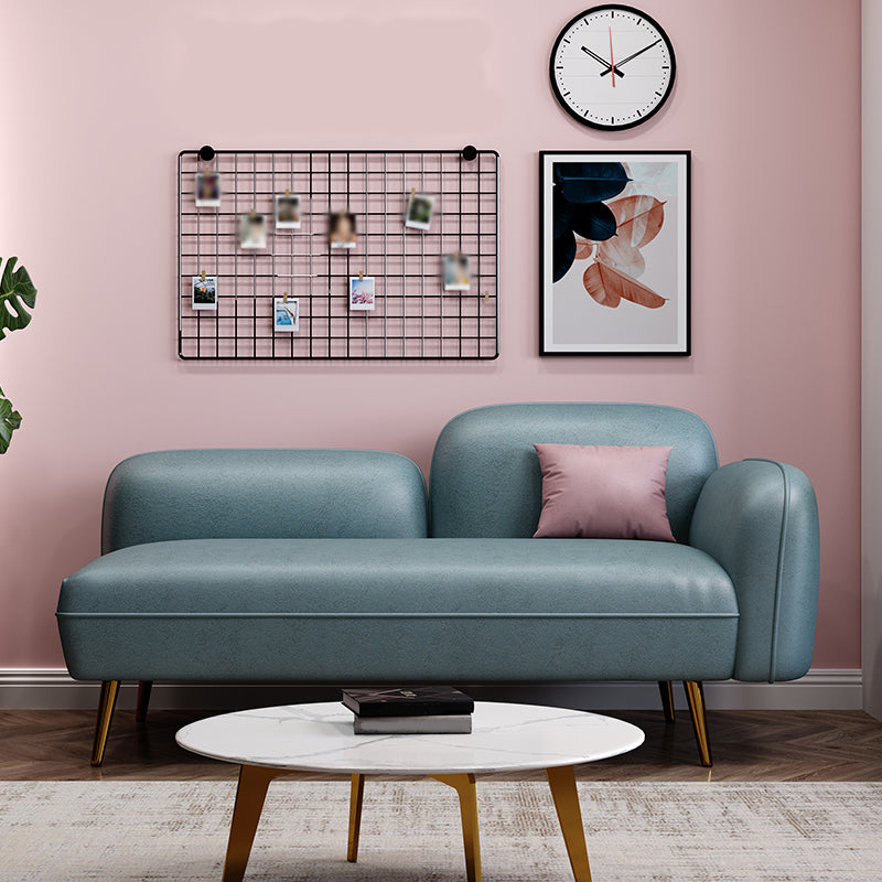 Hair Pin Legs Tight Back Square Arm Transitional Modern Loveseat for Apartment Green Faux Leather Clearhalo 'furn' 'furn_sofas' 'Furniture' 'furniture_sofas' 'kitchen' 'kitchen_sofas' 'Living Room Furniture' 'Sofa' 'sofas' 4591806