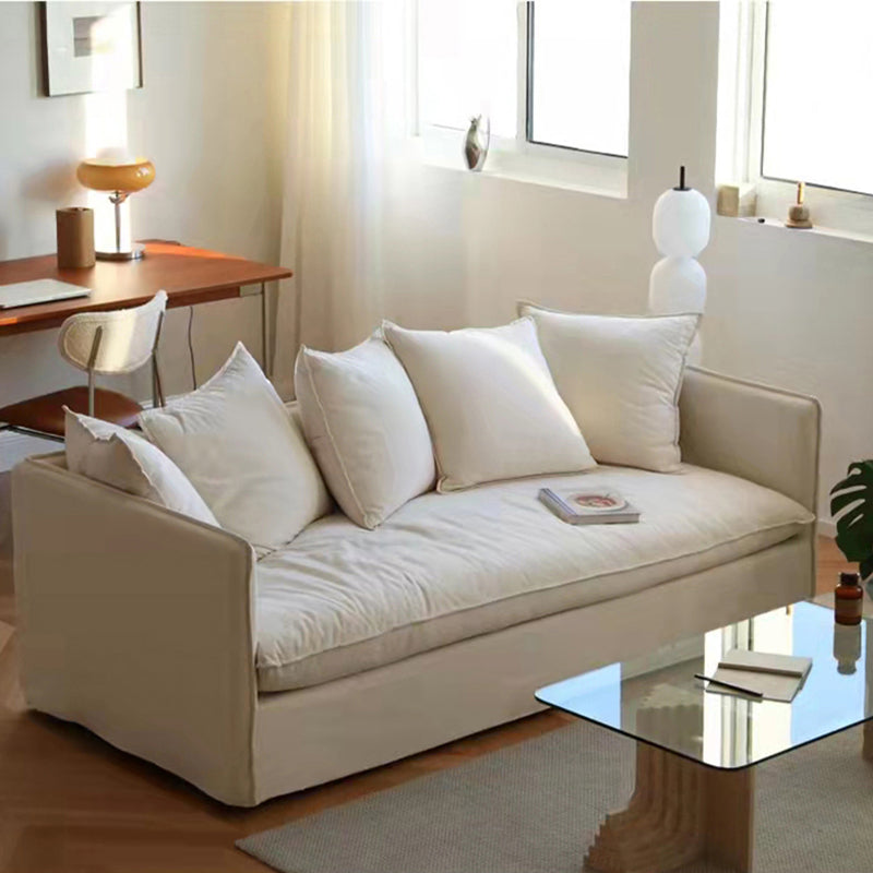 Loose Back Linen Square Arm Sofa with Slipcovered for Apartment and Living Room 78.7"L x 31.5"W x 29.5"H Clearhalo 'furn' 'furn_sofas' 'Furniture' 'furniture_sofas' 'kitchen' 'kitchen_sofas' 'Living Room Furniture' 'Sofa' 'sofas' 4591849
