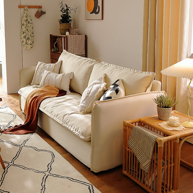 Loose Back Linen Square Arm Sofa with Slipcovered for Apartment and Living Room 63"L x 31.5"W x 29.5"H Latex Clearhalo 'furn' 'furn_sofas' 'Furniture' 'furniture_sofas' 'kitchen' 'kitchen_sofas' 'Living Room Furniture' 'Sofa' 'sofas' 4591857