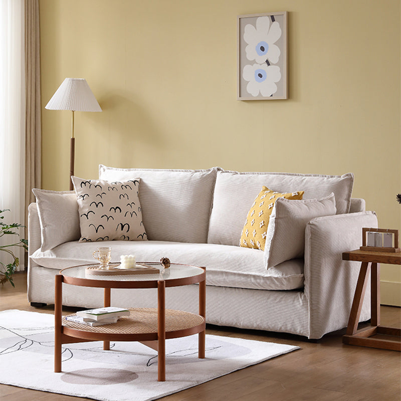 Loose Back Linen Square Arm Sofa with Slipcovered for Apartment and Living Room 63"L x 31.5"W x 29.5"H Sponge Clearhalo 'furn' 'furn_sofas' 'Furniture' 'furniture_sofas' 'kitchen' 'kitchen_sofas' 'Living Room Furniture' 'Sofa' 'sofas' 4591859