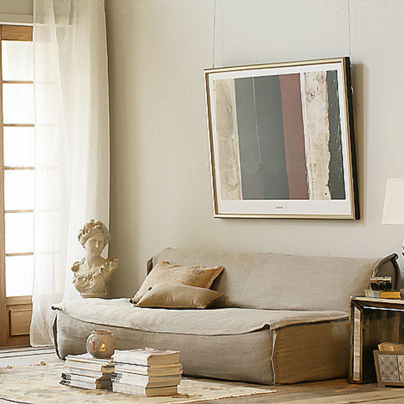 Linen Armless Sofa Tight Back 33"W Modern Sofa for Living Room 63"L x 33.5"W x 28"H Clearhalo 'furn' 'furn_sofas' 'Furniture' 'furniture_sofas' 'kitchen' 'kitchen_sofas' 'Living Room Furniture' 'Sofa' 'sofas' 4591869