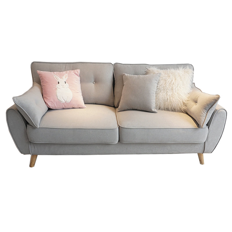 Loose Back Linen Square Arm Sofa with slipcovered Hair Pin Legs Settee 88.5"L x 35.5"W x 35.5"H Grey Clearhalo 'furn' 'furn_sofas' 'Furniture' 'furniture_sofas' 'kitchen' 'kitchen_sofas' 'Living Room Furniture' 'Sofa' 'sofas' 4591908