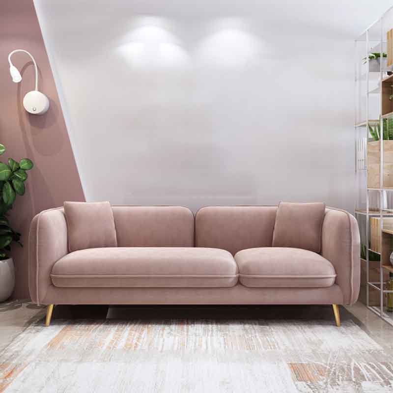Tight Back Square Arm Ultra-Modern Sofa with Hair Pin Legs for Apartment Pink Velvet Clearhalo 'furn' 'furn_sofas' 'Furniture' 'furniture_sofas' 'kitchen' 'kitchen_sofas' 'Living Room Furniture' 'Sofa' 'sofas' 4591920