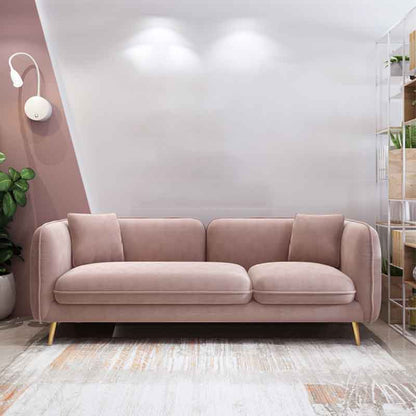 Tight Back Square Arm Ultra-Modern Sofa with Hair Pin Legs for Apartment Pink Velvet Clearhalo 'furn' 'furn_sofas' 'Furniture' 'furniture_sofas' 'kitchen' 'kitchen_sofas' 'Living Room Furniture' 'Sofa' 'sofas' 4591920