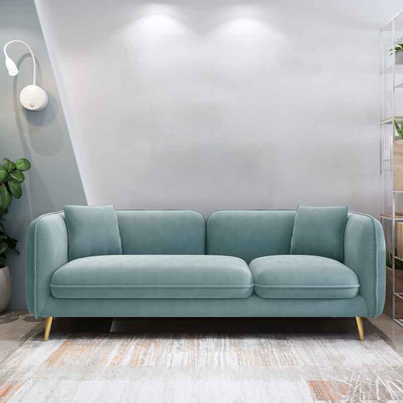 Tight Back Square Arm Ultra-Modern Sofa with Hair Pin Legs for Apartment Blue Velvet Clearhalo 'furn' 'furn_sofas' 'Furniture' 'furniture_sofas' 'kitchen' 'kitchen_sofas' 'Living Room Furniture' 'Sofa' 'sofas' 4591923