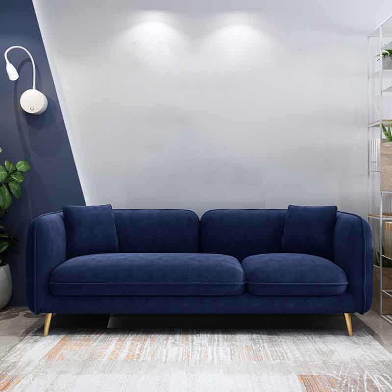 Tight Back Square Arm Ultra-Modern Sofa with Hair Pin Legs for Apartment Dark Blue Velvet Clearhalo 'furn' 'furn_sofas' 'Furniture' 'furniture_sofas' 'kitchen' 'kitchen_sofas' 'Living Room Furniture' 'Sofa' 'sofas' 4591926