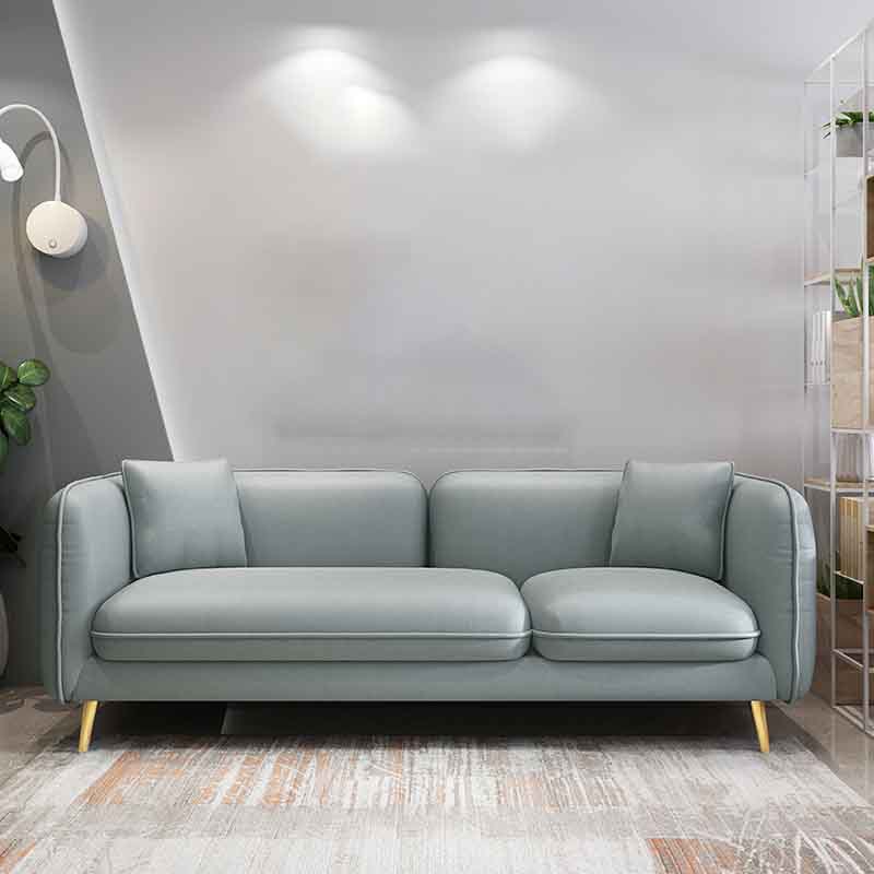 Tight Back Square Arm Ultra-Modern Sofa with Hair Pin Legs for Apartment Grey Faux Leather Clearhalo 'furn' 'furn_sofas' 'Furniture' 'furniture_sofas' 'kitchen' 'kitchen_sofas' 'Living Room Furniture' 'Sofa' 'sofas' 4591928