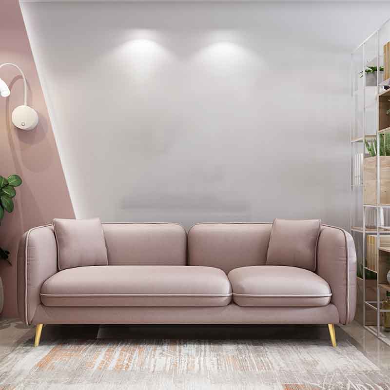 Tight Back Square Arm Ultra-Modern Sofa with Hair Pin Legs for Apartment Pink Faux Leather Clearhalo 'furn' 'furn_sofas' 'Furniture' 'furniture_sofas' 'kitchen' 'kitchen_sofas' 'Living Room Furniture' 'Sofa' 'sofas' 4591932