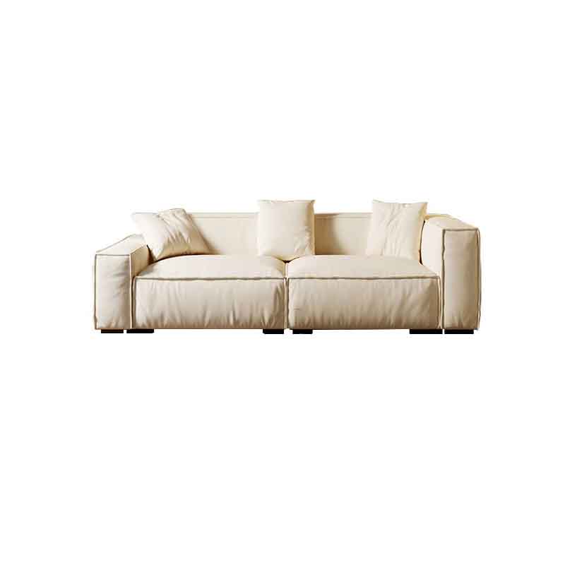 Tight Back Faux Leather Square Arm Sofa with Stain Resistant and Wear Resistance 71"L x 39"W x 28"H Ivory Clearhalo 'furn' 'furn_sofas' 'Furniture' 'furniture_sofas' 'kitchen' 'kitchen_sofas' 'Living Room Furniture' 'Sofa' 'sofas' 4591950