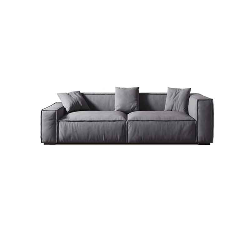 Tight Back Faux Leather Square Arm Sofa with Stain Resistant and Wear Resistance 83"L x 39"W x 27.5"H Grey Clearhalo 'furn' 'furn_sofas' 'Furniture' 'furniture_sofas' 'kitchen' 'kitchen_sofas' 'Living Room Furniture' 'Sofa' 'sofas' 4591955