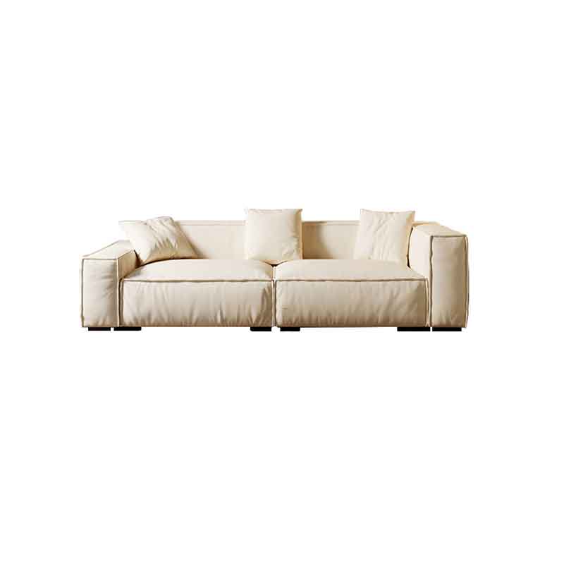 Tight Back Faux Leather Square Arm Sofa with Stain Resistant and Wear Resistance 83"L x 39"W x 27.5"H Ivory Clearhalo 'furn' 'furn_sofas' 'Furniture' 'furniture_sofas' 'kitchen' 'kitchen_sofas' 'Living Room Furniture' 'Sofa' 'sofas' 4591957