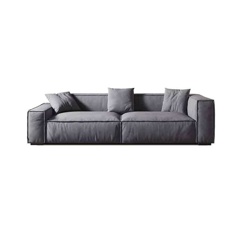 Tight Back Faux Leather Square Arm Sofa with Stain Resistant and Wear Resistance 94"L x 39"W x 28"H Grey Clearhalo 'furn' 'furn_sofas' 'Furniture' 'furniture_sofas' 'kitchen' 'kitchen_sofas' 'Living Room Furniture' 'Sofa' 'sofas' 4591960