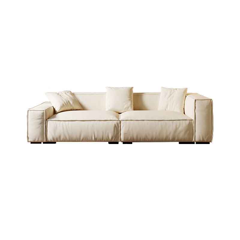 Tight Back Faux Leather Square Arm Sofa with Stain Resistant and Wear Resistance 94"L x 39"W x 28"H Ivory Clearhalo 'furn' 'furn_sofas' 'Furniture' 'furniture_sofas' 'kitchen' 'kitchen_sofas' 'Living Room Furniture' 'Sofa' 'sofas' 4591961