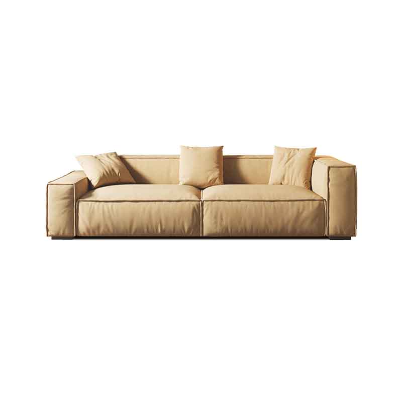 Tight Back Faux Leather Square Arm Sofa with Stain Resistant and Wear Resistance 94"L x 39"W x 28"H Brown Clearhalo 'furn' 'furn_sofas' 'Furniture' 'furniture_sofas' 'kitchen' 'kitchen_sofas' 'Living Room Furniture' 'Sofa' 'sofas' 4591963