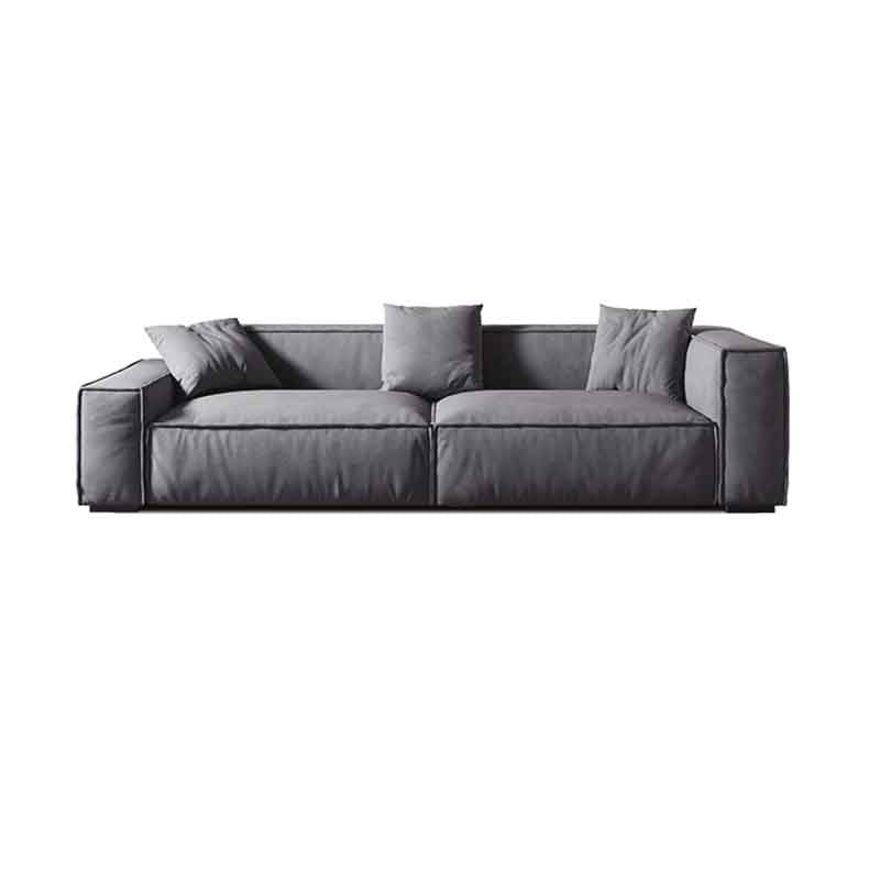 Tight Back Faux Leather Square Arm Sofa with Stain Resistant and Wear Resistance 102"L x 39"W x 27.5"H Grey Clearhalo 'furn' 'furn_sofas' 'Furniture' 'furniture_sofas' 'kitchen' 'kitchen_sofas' 'Living Room Furniture' 'Sofa' 'sofas' 4591965