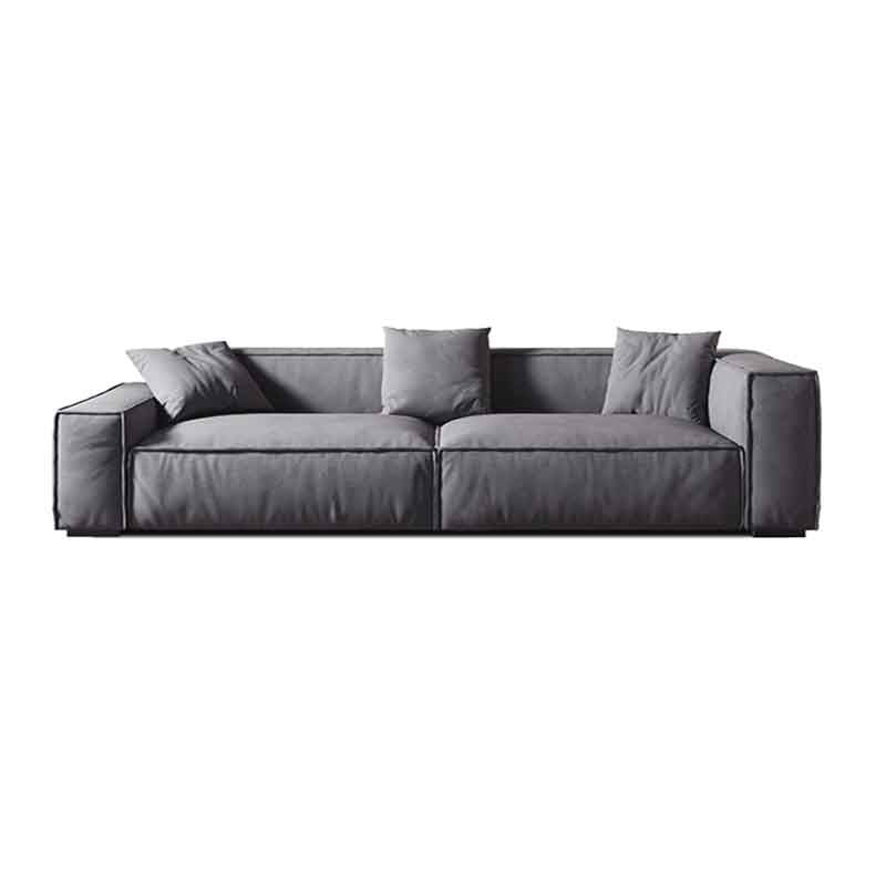 Tight Back Faux Leather Square Arm Sofa with Stain Resistant and Wear Resistance 110"L x 39"W x 28"H Grey Clearhalo 'furn' 'furn_sofas' 'Furniture' 'furniture_sofas' 'kitchen' 'kitchen_sofas' 'Living Room Furniture' 'Sofa' 'sofas' 4591971