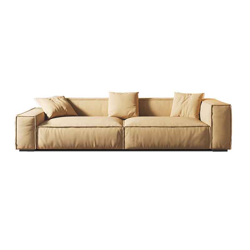 Tight Back Faux Leather Square Arm Sofa with Stain Resistant and Wear Resistance 110"L x 39"W x 28"H Brown Clearhalo 'furn' 'furn_sofas' 'Furniture' 'furniture_sofas' 'kitchen' 'kitchen_sofas' 'Living Room Furniture' 'Sofa' 'sofas' 4591973