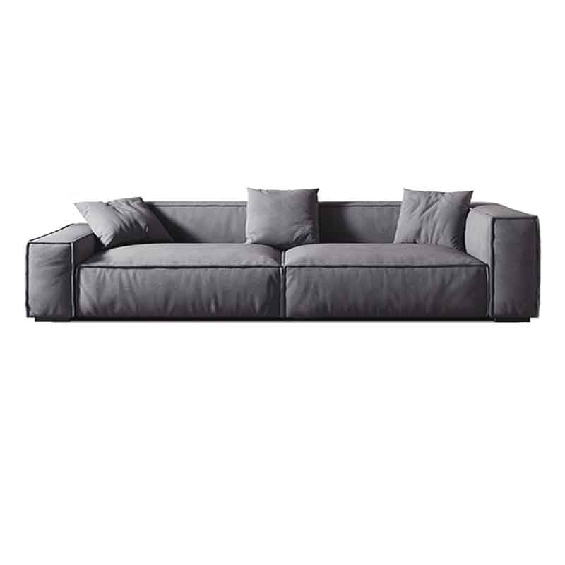 Tight Back Faux Leather Square Arm Sofa with Stain Resistant and Wear Resistance 126"L x 39"W x 28"H Grey Clearhalo 'furn' 'furn_sofas' 'Furniture' 'furniture_sofas' 'kitchen' 'kitchen_sofas' 'Living Room Furniture' 'Sofa' 'sofas' 4591974