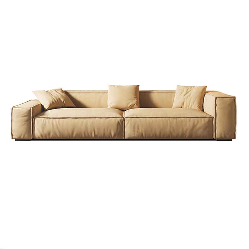 Tight Back Faux Leather Square Arm Sofa with Stain Resistant and Wear Resistance 126"L x 39"W x 28"H Brown Clearhalo 'furn' 'furn_sofas' 'Furniture' 'furniture_sofas' 'kitchen' 'kitchen_sofas' 'Living Room Furniture' 'Sofa' 'sofas' 4591976