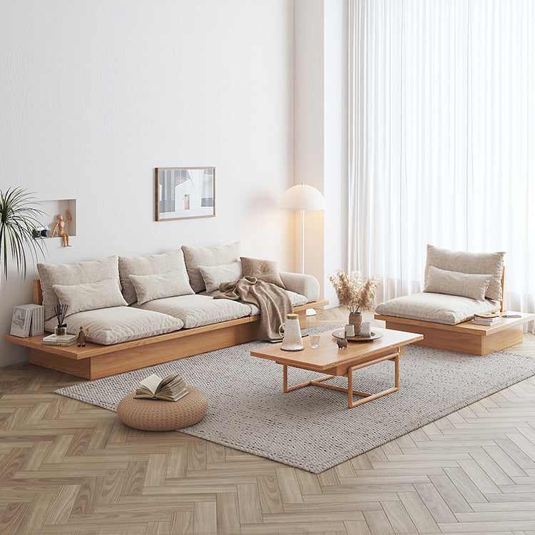 Cotton Blend Rolled Arm Sofa Loose Back 35"W Modern Sofa with Storage Clearhalo 'furn' 'furn_sofas' 'Furniture' 'furniture_sofas' 'kitchen' 'kitchen_sofas' 'Living Room Furniture' 'Sofa' 'sofas' 4591984