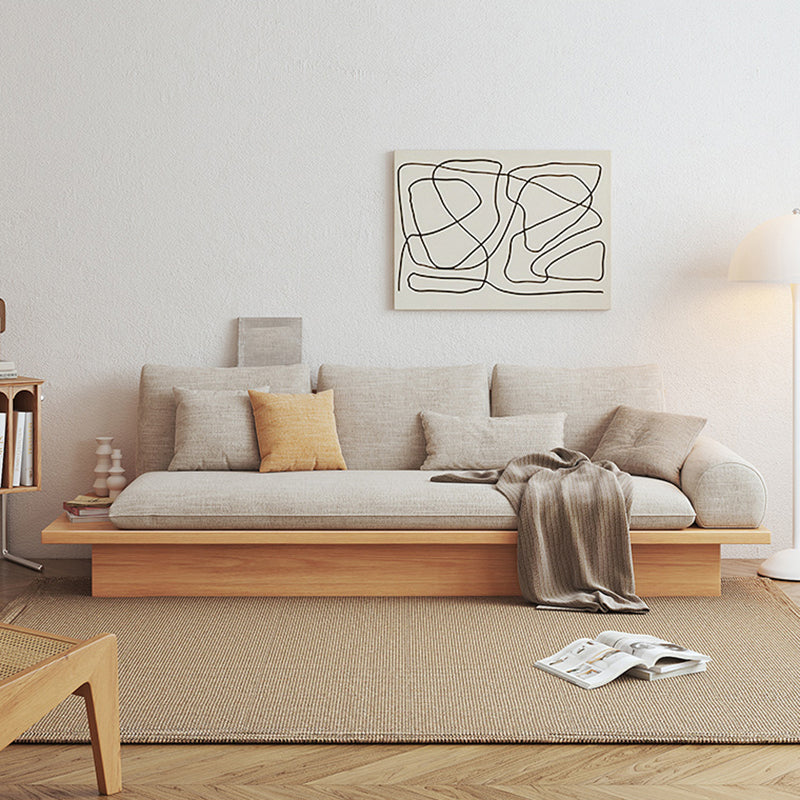 Cotton Blend Rolled Arm Sofa Loose Back 35"W Modern Sofa with Storage Linen Clearhalo 'furn' 'furn_sofas' 'Furniture' 'furniture_sofas' 'kitchen' 'kitchen_sofas' 'Living Room Furniture' 'Sofa' 'sofas' 4591987