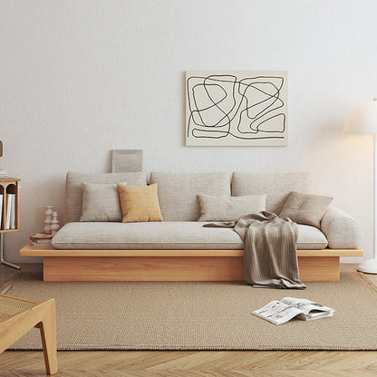 Cotton Blend Rolled Arm Sofa Loose Back 35"W Modern Sofa with Storage Linen Clearhalo 'furn' 'furn_sofas' 'Furniture' 'furniture_sofas' 'kitchen' 'kitchen_sofas' 'Living Room Furniture' 'Sofa' 'sofas' 4591987