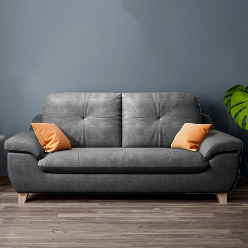 Faux Leather Pillow Top Arm Modern Sofa with Stain Resistant and Water Proof Clearhalo 'furn' 'furn_sofas' 'Furniture' 'furniture_sofas' 'kitchen' 'kitchen_sofas' 'Living Room Furniture' 'Sofa' 'sofas' 4592002