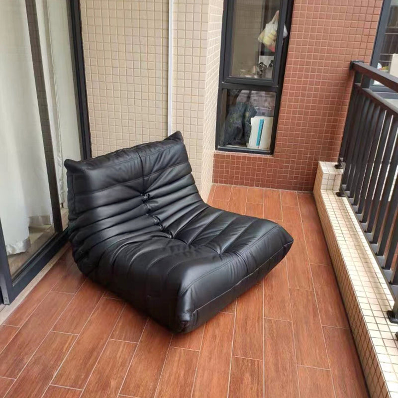 Ultra-Modern Single Seat Biscuit Back Sofa 35.43"D x 39.37"W x 27.6"H Armless Sofa Black Clearhalo 'furn' 'furn_sofas' 'Furniture' 'furniture_sofas' 'kitchen' 'kitchen_sofas' 'Living Room Furniture' 'Sofa' 'sofas' 4592027