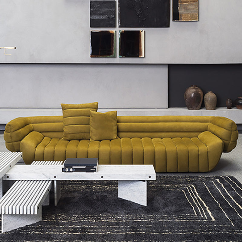 Transitional Modern Biscuit Back Sofa 23.62"High Velvet Tuxedo Arm Chesterfield Sofa Ginger Clearhalo 'furn' 'furn_sofas' 'Furniture' 'furniture_sofas' 'kitchen' 'kitchen_sofas' 'Living Room Furniture' 'Sofa' 'sofas' 4592042