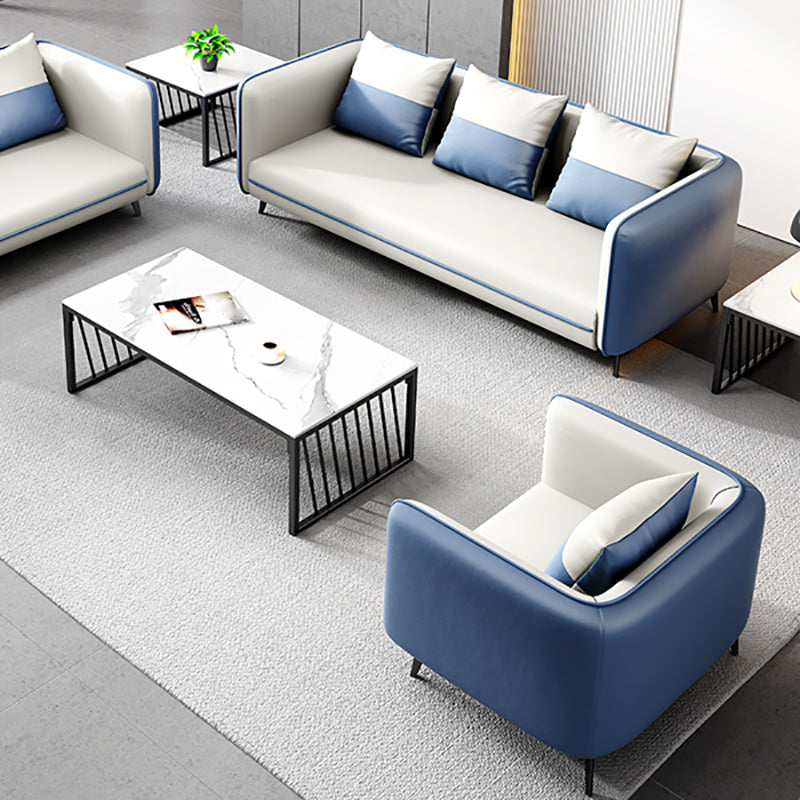 Office Modern Tuxedo Arm Sofa with Bolster Pillows for Bonus Room, Living Room Clearhalo 'furn' 'furn_sofas' 'Furniture' 'furniture_sofas' 'kitchen' 'kitchen_sofas' 'Living Room Furniture' 'Sofa' 'sofas' 4592054