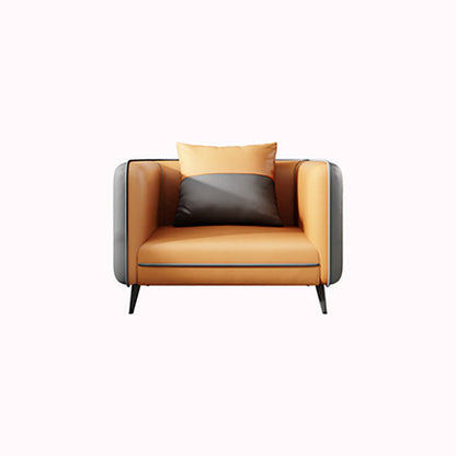 Office Modern Tuxedo Arm Sofa with Bolster Pillows for Bonus Room, Living Room 31.5"L x 29.5"W x 29.5"H Orange Clearhalo 'furn' 'furn_sofas' 'Furniture' 'furniture_sofas' 'kitchen' 'kitchen_sofas' 'Living Room Furniture' 'Sofa' 'sofas' 4592056