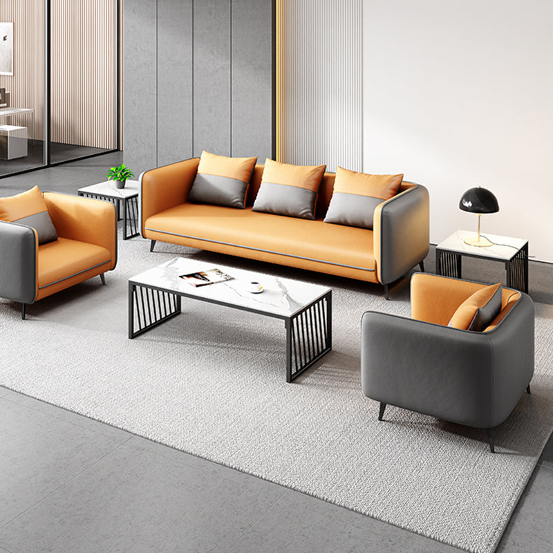 Office Modern Tuxedo Arm Sofa with Bolster Pillows for Bonus Room, Living Room Clearhalo 'furn' 'furn_sofas' 'Furniture' 'furniture_sofas' 'kitchen' 'kitchen_sofas' 'Living Room Furniture' 'Sofa' 'sofas' 4592057