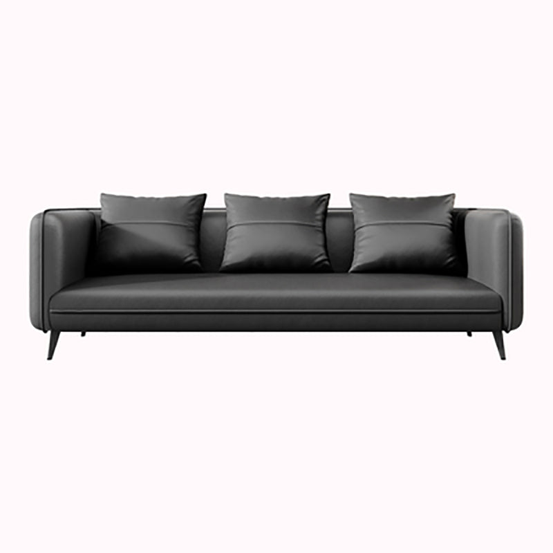 Office Modern Tuxedo Arm Sofa with Bolster Pillows for Bonus Room, Living Room 70.9"L x 29.5"W x 29.5"H Grey Clearhalo 'furn' 'furn_sofas' 'Furniture' 'furniture_sofas' 'kitchen' 'kitchen_sofas' 'Living Room Furniture' 'Sofa' 'sofas' 4592062