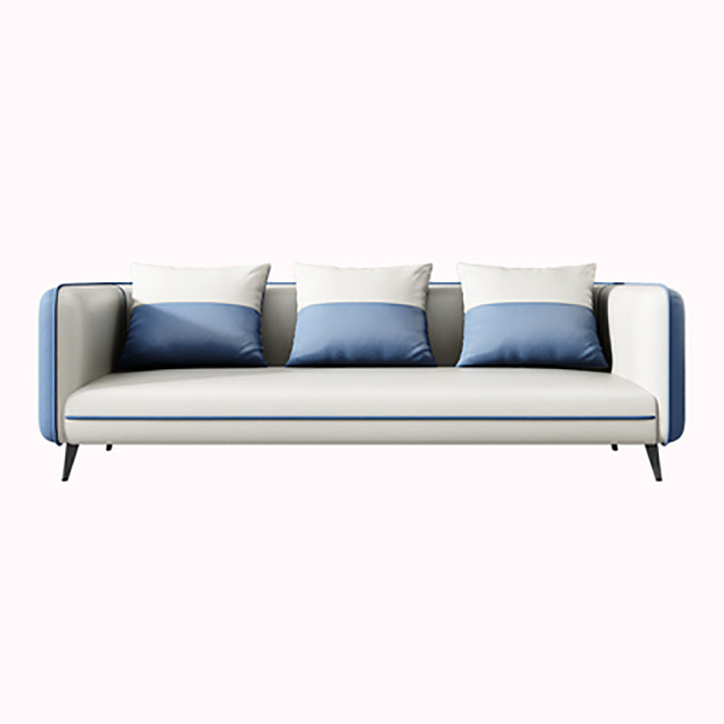 Office Modern Tuxedo Arm Sofa with Bolster Pillows for Bonus Room, Living Room 70.9"L x 29.5"W x 29.5"H Blue Clearhalo 'furn' 'furn_sofas' 'Furniture' 'furniture_sofas' 'kitchen' 'kitchen_sofas' 'Living Room Furniture' 'Sofa' 'sofas' 4592064