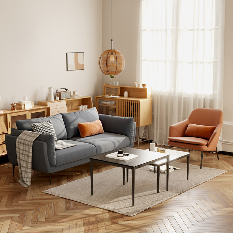 Velvet Pillow Top Arm Settee with Loose Back for Living Room and Apartment Clearhalo 'furn' 'furn_sofas' 'Furniture' 'furniture_sofas' 'kitchen' 'kitchen_sofas' 'Living Room Furniture' 'Sofa' 'sofas' 4592073