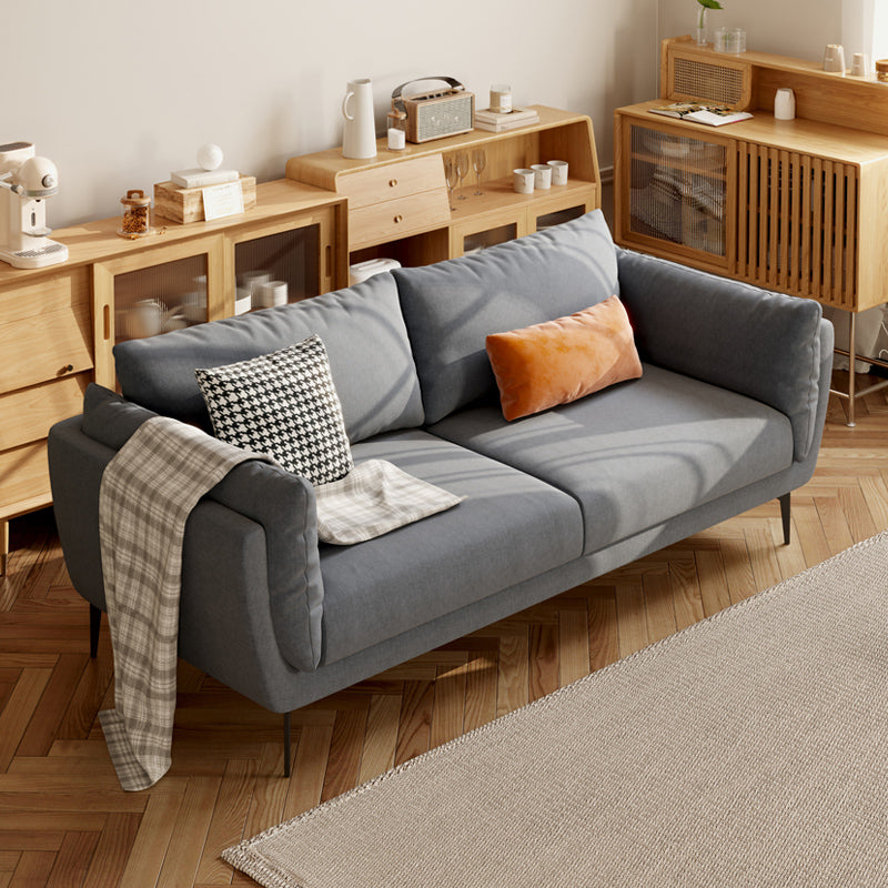 Velvet Pillow Top Arm Settee with Loose Back for Living Room and Apartment 83"L x 33"W x 33"H Grey Foam Clearhalo 'furn' 'furn_sofas' 'Furniture' 'furniture_sofas' 'kitchen' 'kitchen_sofas' 'Living Room Furniture' 'Sofa' 'sofas' 4592076