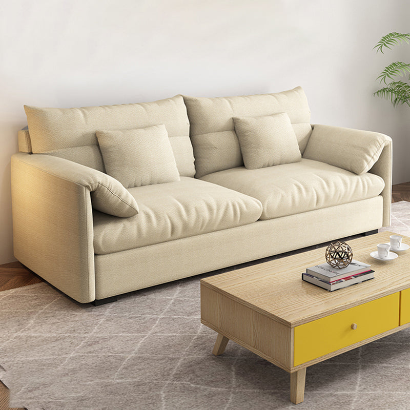 Beach Biscuit Back Standard Sofa 27.6"High Pillow Top Arm Sofa, Beige 67"L x 35.5"W x 27.5"H Clearhalo 'furn' 'furn_sofas' 'Furniture' 'furniture_sofas' 'kitchen' 'kitchen_sofas' 'Living Room Furniture' 'Sofa' 'sofas' 4592103