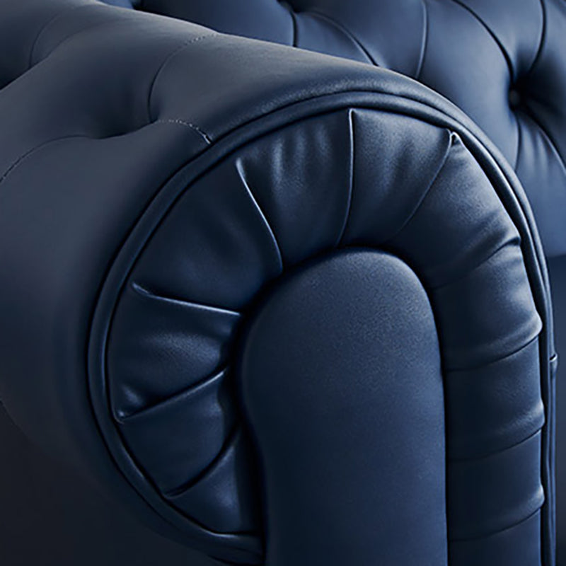 28 " High Modern Faux Leather Rolled Arm Chesterfield Sofa Mid Century Modern Sofa Clearhalo 'furn' 'furn_sofas' 'Furniture' 'furniture_sofas' 'kitchen' 'kitchen_sofas' 'Living Room Furniture' 'Sofa' 'sofas' 4592176