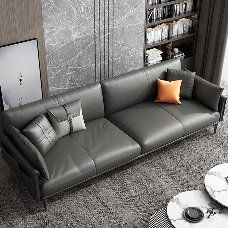 Black Industrial Sofa with Bolster Pillows 31.5"High Square Arm Sofa 82.5"L x 35.5"W x 31.5"H Clearhalo 'furn' 'furn_sofas' 'Furniture' 'furniture_sofas' 'kitchen' 'kitchen_sofas' 'Living Room Furniture' 'Sofa' 'sofas' 4592187