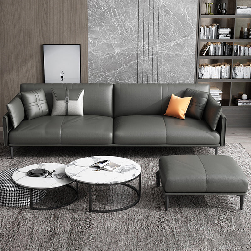 Black Industrial Sofa with Bolster Pillows 31.5"High Square Arm Sofa Clearhalo 'furn' 'furn_sofas' 'Furniture' 'furniture_sofas' 'kitchen' 'kitchen_sofas' 'Living Room Furniture' 'Sofa' 'sofas' 4592188