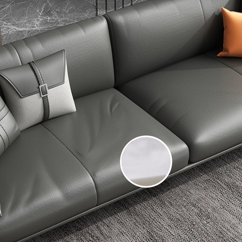 Black Industrial Sofa with Bolster Pillows 31.5"High Square Arm Sofa Clearhalo 'furn' 'furn_sofas' 'Furniture' 'furniture_sofas' 'kitchen' 'kitchen_sofas' 'Living Room Furniture' 'Sofa' 'sofas' 4592192